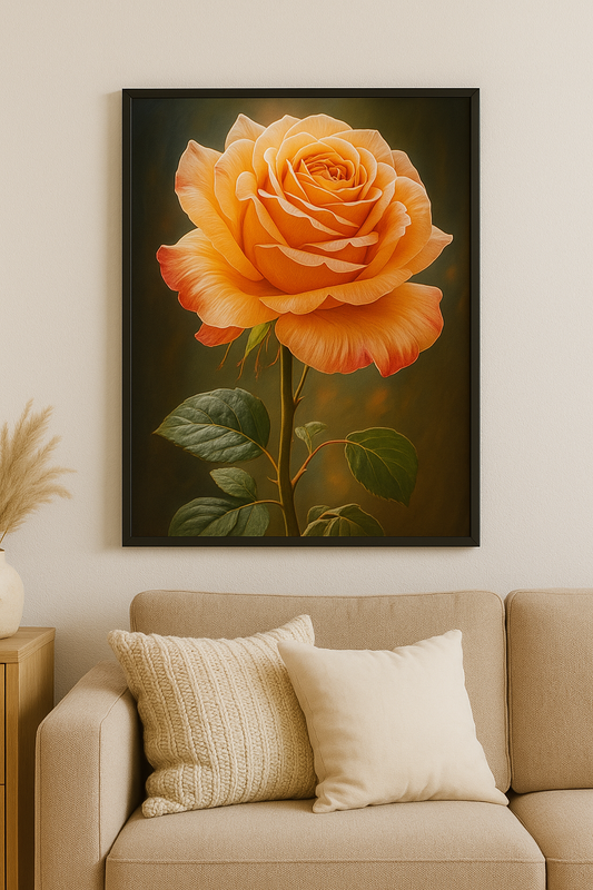 Golden Ember Bloom – A Radiant Rose in Full Glory Premium Matte Paper Poster 13x18 cm / 5x7″